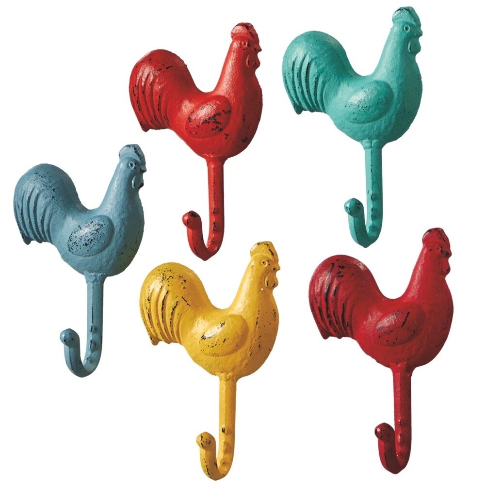 Cast Iron Chicken Rooster Coat Hook Rustic Country Kitchen Decor